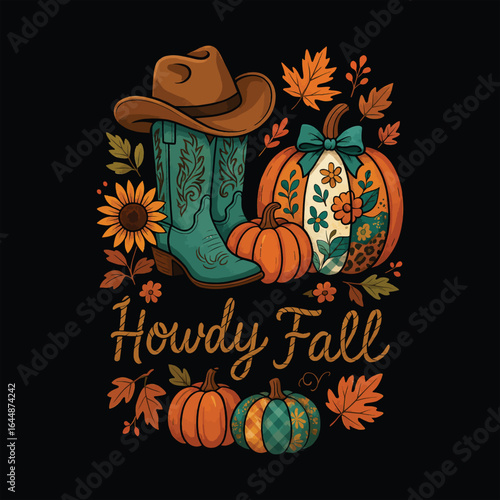 Howdy Fall Pumpkin Boot Design