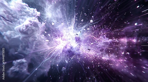 Wallpaper Mural Explosive Energy: Dynamic Abstract of Shattered Particles and a Burst of Light. Torontodigital.ca