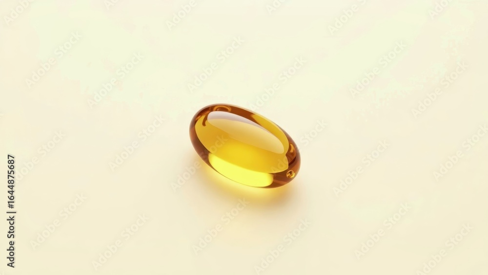 Cat Fish Oil. Golden softgel capsule on light background, health suppl