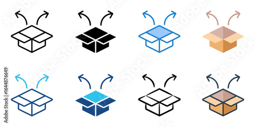 unboxing icon set multiple style collection 
