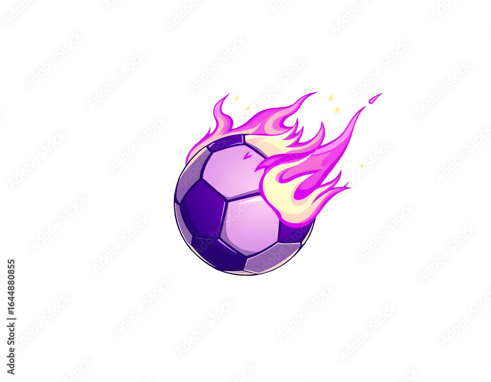 Obraz premium Flaming Soccer Ball with Purple and Pink Flames