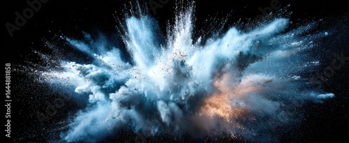 Colorful powder explosion on black background