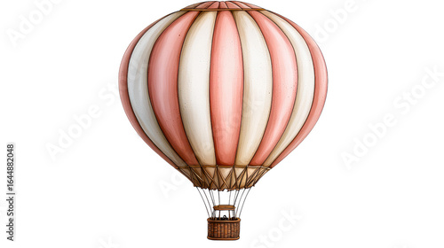 Pink and White Striped Hot Air Balloon Illustration