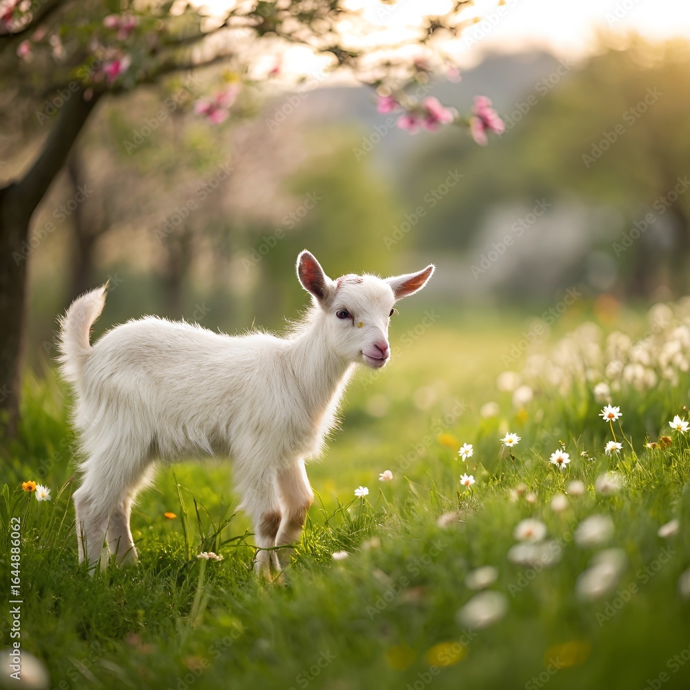 Obraz premium little goat on the meadow