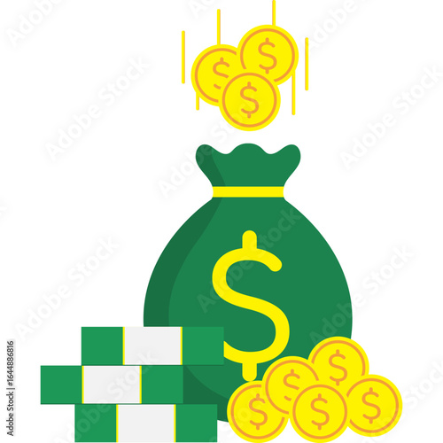 Money Bag with Coins