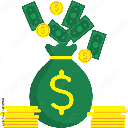 Money Bag with Coins