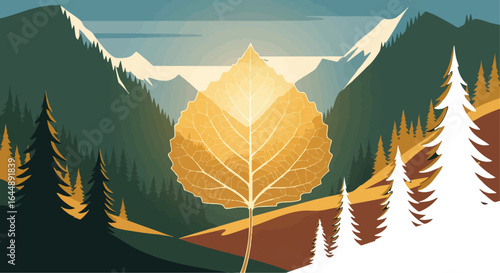 Golden Aspen Leaf Glow - Retro Autumn Light