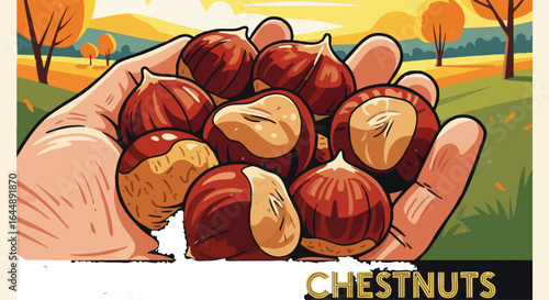 Handful of Autumn Chestnuts - Retro Harvest