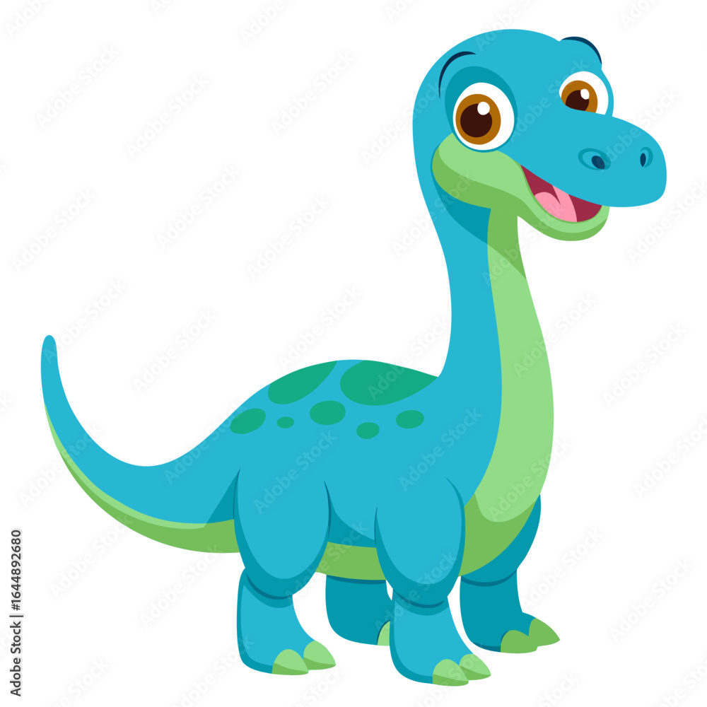 Naklejka premium Cute cartoon blue dinosaur isolated on white background