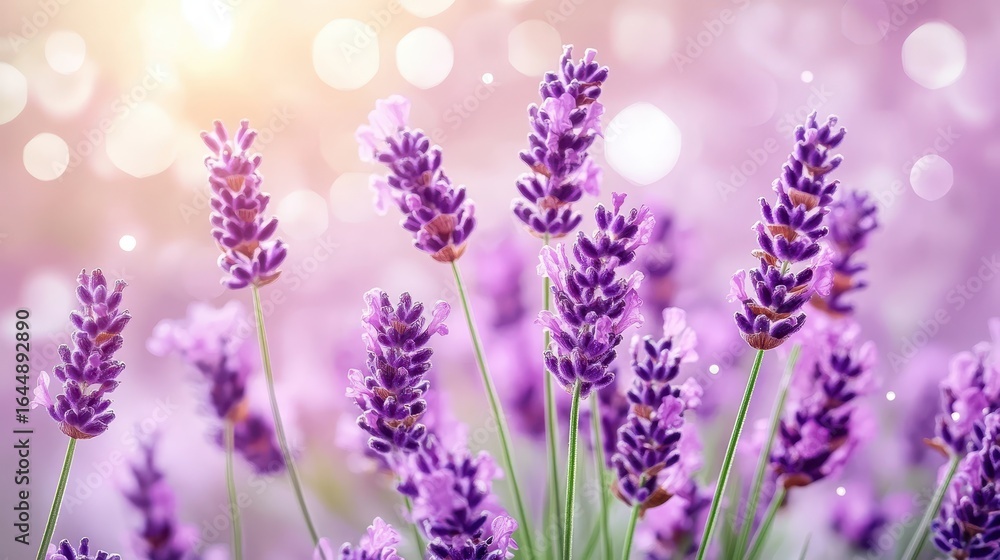 Naklejka premium Delicate Lavender Flowers in Soft Focus with Dreamy Bokeh Background