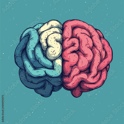 Cartoon drawing line untangling a brain knot     , vector style simple color