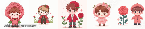 vector of a little boy in a rose costume