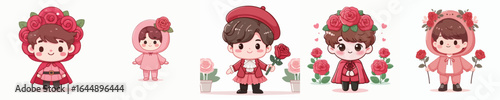 vector of a little boy in a rose costume