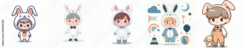Fototapeta premium vector of a child in a rabbit costume