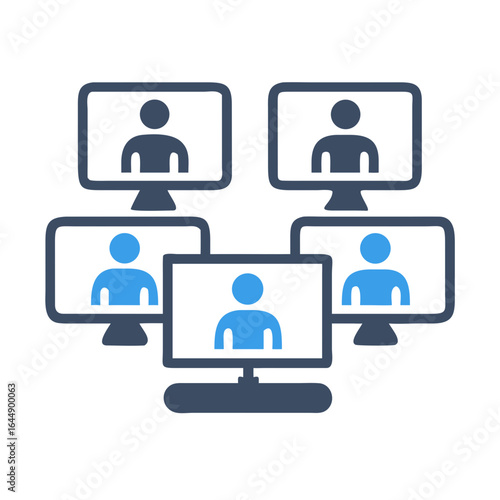 Video Conference Icons. Video Call Multi Series stock illustration. Live Streaming Vector Sign


