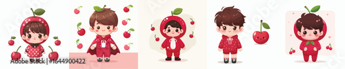 vector of a little boy in a cherry costume