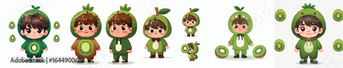 vector of a little boy in a kiwi costume