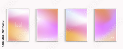 Pastel gradient backgrounds vector set. soft tender yellow, pink, white and blue colours abstract background for app, web design, webpages, banners, greeting cards. Vector design.