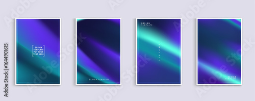 Set of covers design templates with vibrant northern lights gradient background. trendy modern design. applicable for landing pages, covers, brochures, flyers, presentations, banners. Vector design.