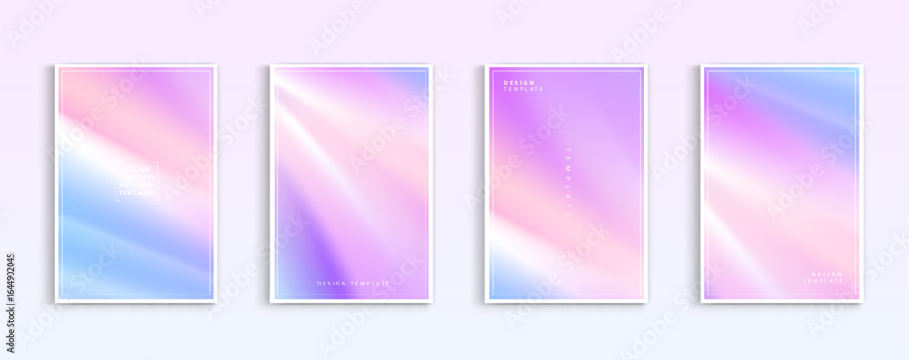 Naklejka premium Pastel gradient backgrounds vector set. soft tender green, pink, white and blue colours abstract background for app, web design, webpages, banners, greeting cards. Vector design.