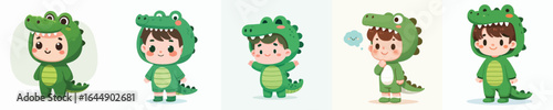 vector of a child in a crocodile costume