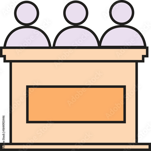 Courtroom Jury Panel Icon Representing Legal Trial, Court Decision, Law Judgment, and Justice System