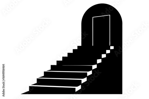 Stairway to door silhouette steps graphic design vector illustration