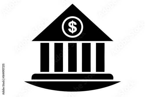 Bank building finance investment money currency economy savings silhouette vector illustration