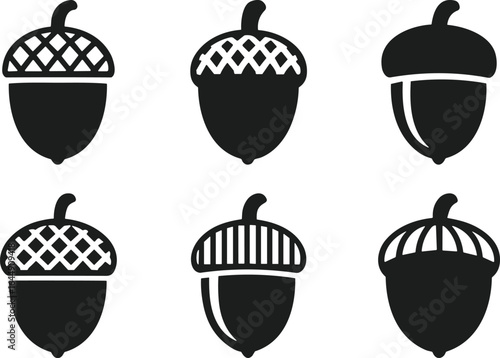 Acorn Silhouette Vector Set for Autumn and Thanksgiving Designs