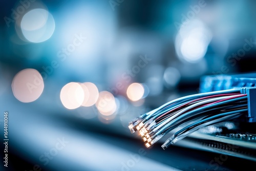 x-default Close-up of illuminated cables connected to a circuit board