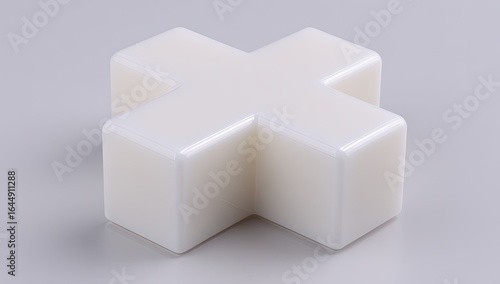 White plus sign, 3D blocks