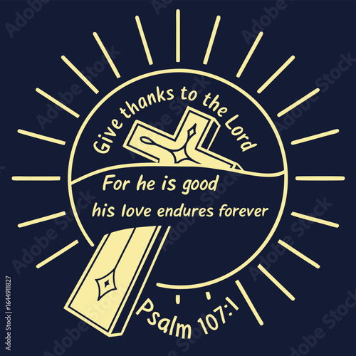 Religious graphic with golden cross and open bible with scripture religion christianity