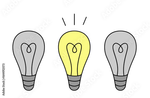 細長くてシンプルな電球の線画ベクターイラスト