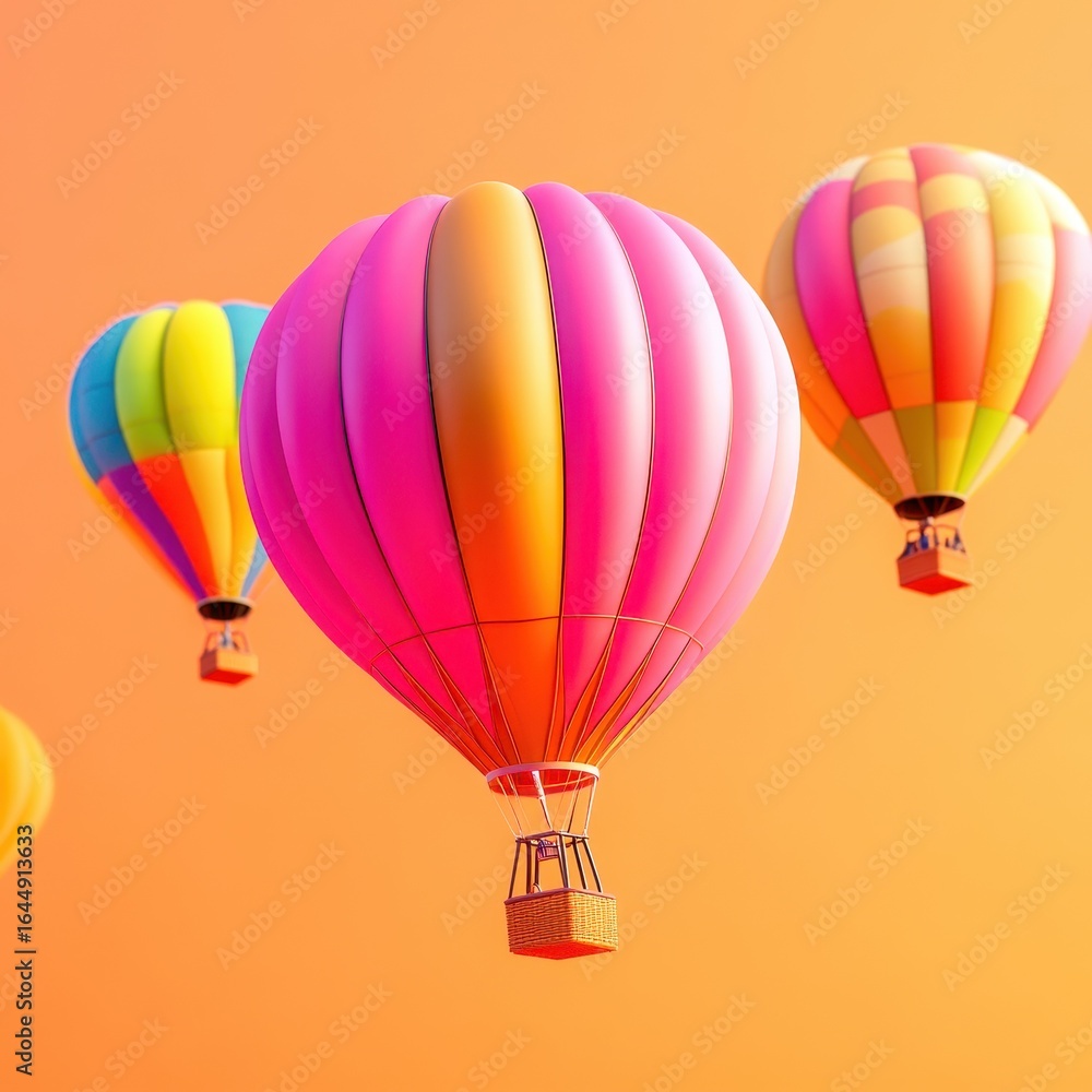 Naklejka premium Hot air balloon festival on orange to pink gradient background
