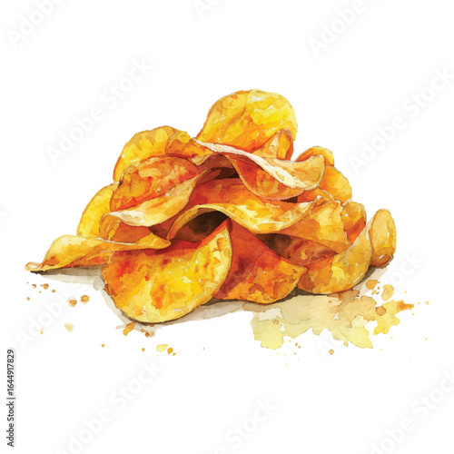 Pile of Crispy Potato Chips Vector Illustration Isolated on  transparent  Background