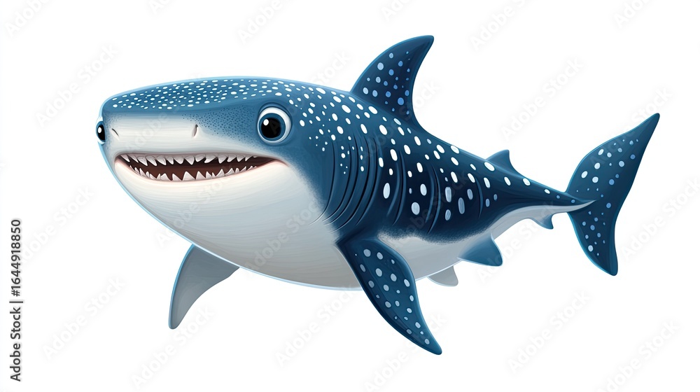 Obraz premium Cartoon whale shark illustration showcasing friendly sea animal and spotted pattern design