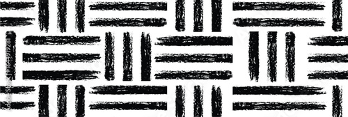 Seamless grunge fabric texture background – abstract hand-drawn pattern with bold black brush strokes vector. 