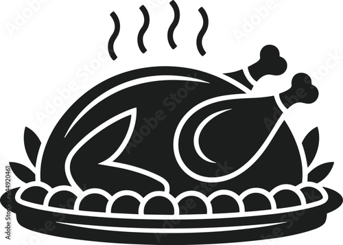 Roast Turkey Silhouette Vector for Holiday Feast and Thanksgiving