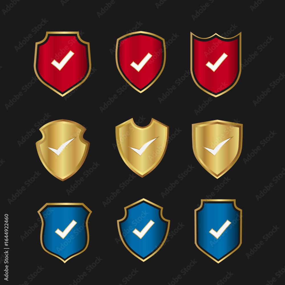 Collection of Shields with Badges and Security Checkmark Icons Collection of Shields with Badges and Security Checkmark Icons