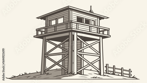 Explore fire lookout tower illustration for national park service and forest service resources and designs