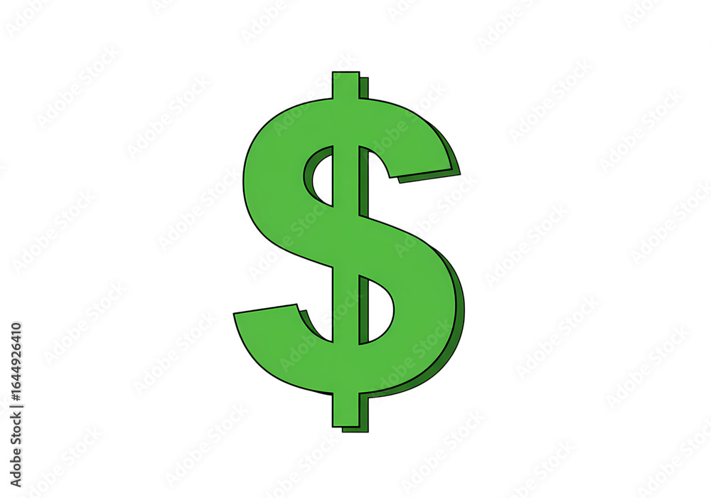 Fototapeta premium Green Dollar Sign Finance Money Currency Wealth Prosperity Symbol isolated on transparent background
