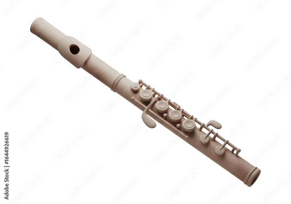 Naklejka premium Close Up of a Beige Wooden Flute Musical Instrument Wind Instrument on Black Background for Concert and Classical Music