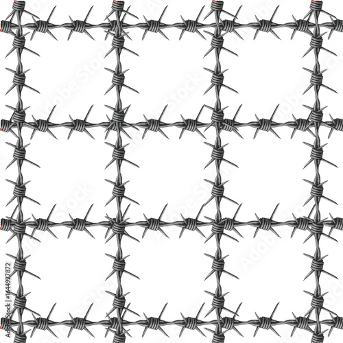 3d Barbed Wire Pattern – Twisted Metal Rows with Sharp Barbs