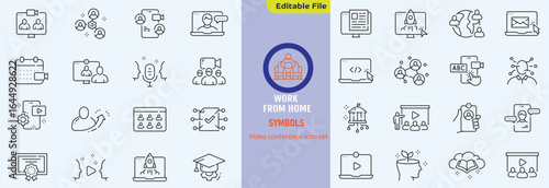 Video icon set. Containing camera, play, pause, media, online video, live, production, player, movie and cinema icons. Solid icon collection.