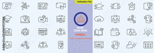 Video icon set. Containing camera, play, pause, media, online video, live, production, player, movie and cinema icons. Solid icon collection.