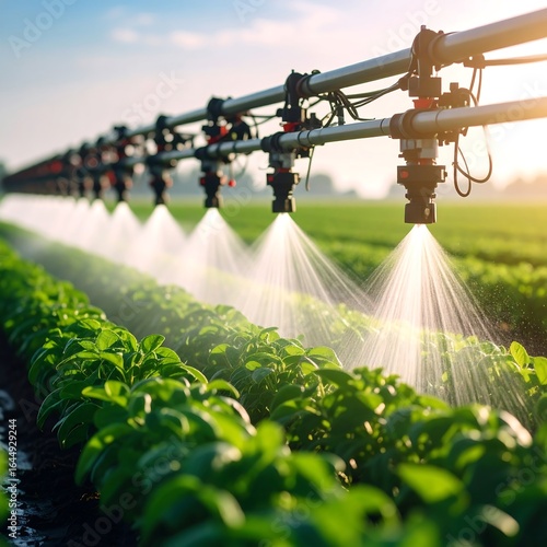 Agricultural irrigation system watering crops