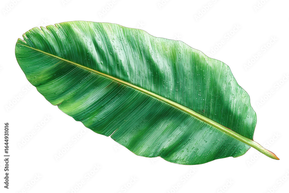 Fototapeta premium Close-up of a vibrant green banana leaf