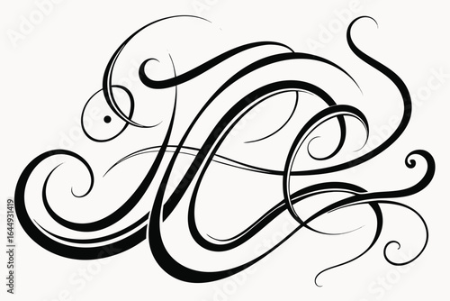 ink lines forming calligraphy swirls and loops  .eps