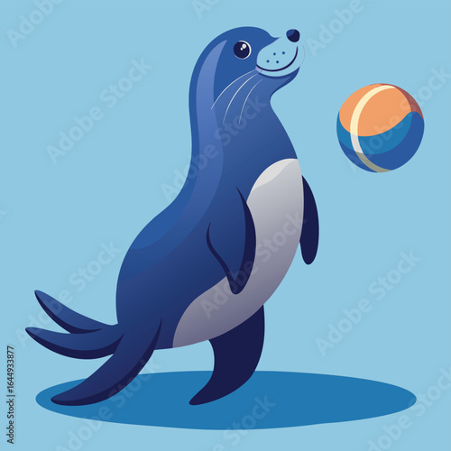 sea lion balancing ball on nose   (1).eps