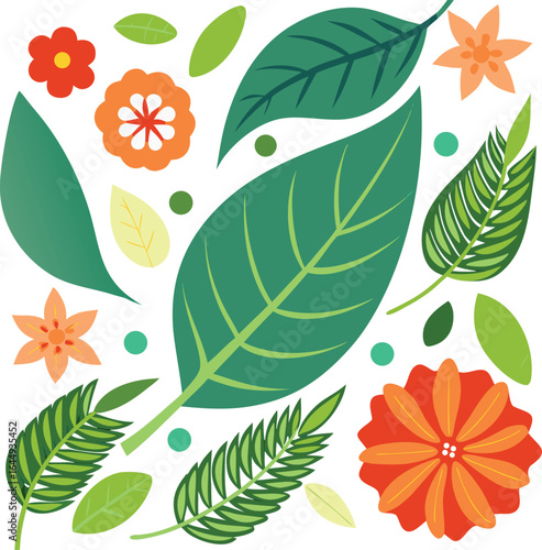 free leaf and flower pattern art background.eps